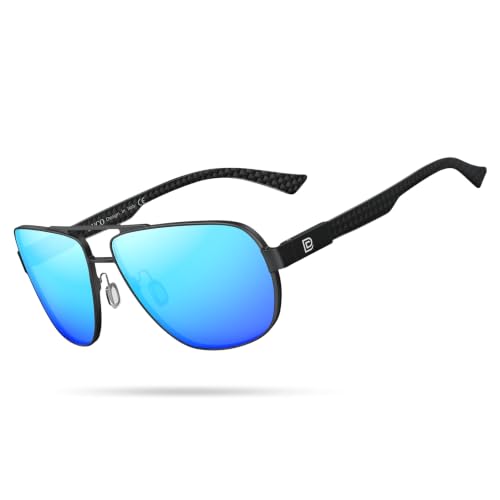 Image of DUCO Aviator Sunglasses for Men Women Carbon Fiber Polarized Sunglasses Men UV Protection for Driving Golf Fishing 3051