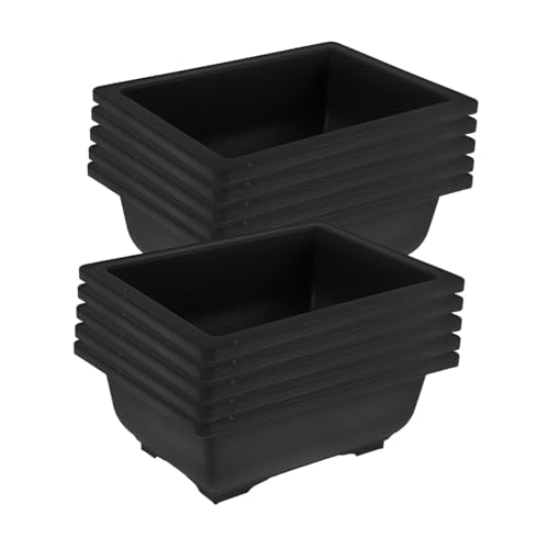 JOINPAYA 12 Piezas Macetas Rectangulares Vintage de Plástico con Bandeja para Bonsái Jardín Interior y Exterior Maceteros para Suculentas Plantas y Flores Decoración para Balcón y Oficina
