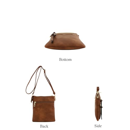 Image of Isabelle Small Lightweight Shoulder Bag for Women, Mini Multi Zipper Pocket Crossbody Handbag with Adjustable strap