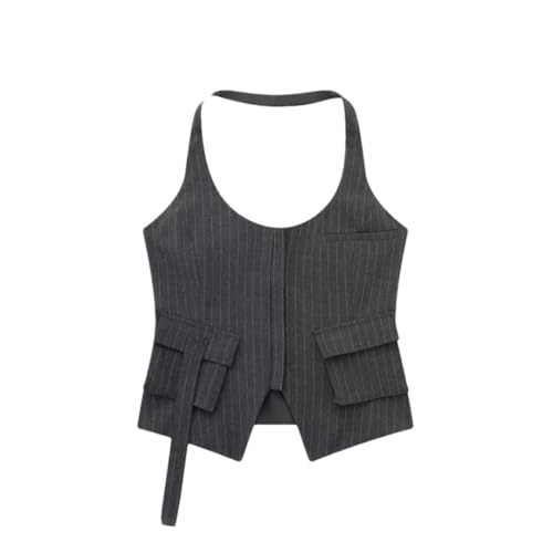 Women Tank Top Backless Neck-Mounted Crop Streetwear Patchwork Slip Top