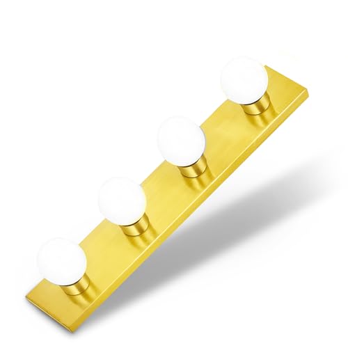 DYSMIO Lighting Four Light Vanity Strip - Hollywood Style Mirror Fixture with Brass Gold Plates – Salon-Grade Accessories for Bedroom, Bathroom, Dressing Room, Makeup Studio - 24 x 4.25 Inches