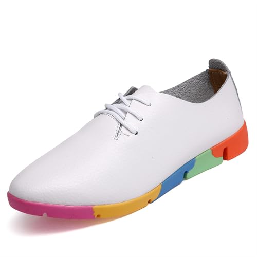 Women's Leather Oxford Shoes, Color Soft Sole Non-Slip Orthopedic Loafers, Comfortable Slip-on Breathable Casual Walking Shoes