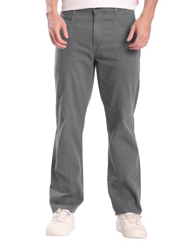 Image of BENE KLEED Men's Solid Cotton Trousers | Classic Style | Full Length | Relaxed Fit |