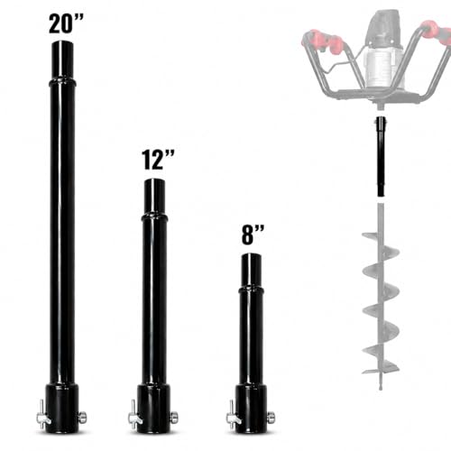 Image of XtremepowerUS 3 Pieces Auger Extension Drill Bits (8 inch, 12 inch, 20 inch Length) Extension Earth Ice Auger Extension Set Post Hole Digger Replacement Compatible to 3 /4 inch Shaft Post Hole Digger Replacement