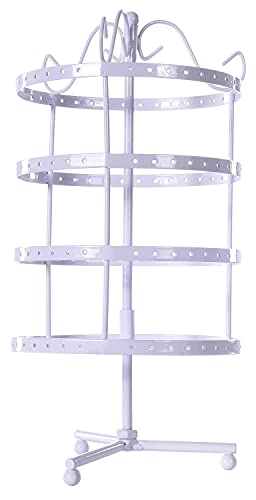 Support de présentation pour boucles d'oreilles rotatif blanc 4 étages