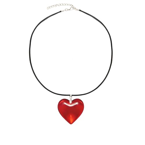 LAKIYOYO Chunky Red Heart Choker Necklace for Women Big Red Glass Heart Pendant Chunky Heart Necklace Adjustable Velvet Chain Heart Necklaces Y2K Jewelry Gifts for Teen Girls - Main Image