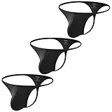 [Arjen Kroos] メンズ tバック 3点 セット 下着 インナー パンツ 男性用 肌着 アンダーウエア 3D立体構造 Gストリング 通気性 無地 AK2111 K3-ブラック-3枚 XL