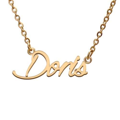 Doris Name Tag Necklaces for Her His Friends Familys Relationship Memory Jewelry Gift