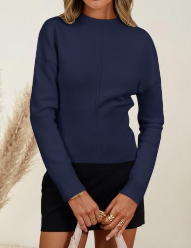 Image of ZESICA Women's Fall Sweaters Crewneck Cinched Waist Pullover Tops