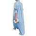 Women's Button Down Maxi Shirts Dress Long Sleeve Collared V Neck Kaftan Loose Long Dress Coat (Blue, X-Large)