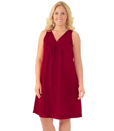 Exquisite Form Women's 30107 Nylon Tricot Sleeveless Short Knee Length Nightgown