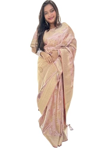 Image of Women's Banarasi Silk Georgette Saree Featuring Silver Sequin And Mirror Work