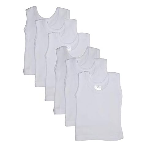 bambini Baby White Rib Knit Sleeveless Tank Top Shirt 6-Pack Cover