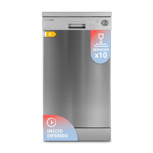UNIVERSALBLUE Lavavajillas Acero Inoxidable 45 cm | Lavaplatos Libre Instalación con 5 Programas y...