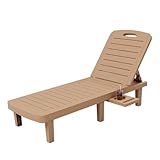 UPDATIO Outdoor Lounge Chair, Resin 5-Position Adjustable Reclining Chaise Lounge, Waterproof Patio Chairs for Pool, Beach, Lawn, and Garden