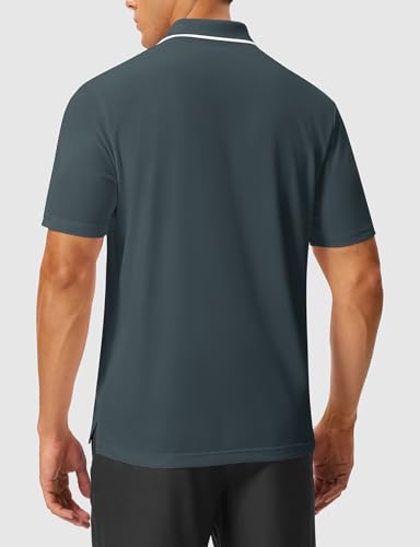 Image of Rdruko Men's Polo Shirts Short Sleeve Quick Dry Outdoor Golf Sports Shirts with Pocket