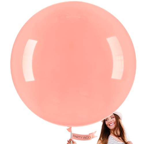 Image of PartyWoo Pastel Orange Balloons 4 pcs 36 Inch Extra Large Big Jumbo Giant Baby Pale Light Peach Orange Pink Latex Helium Balloons for Baby Shower Gender Reveal Birthday Party Decorations Orange-Q02