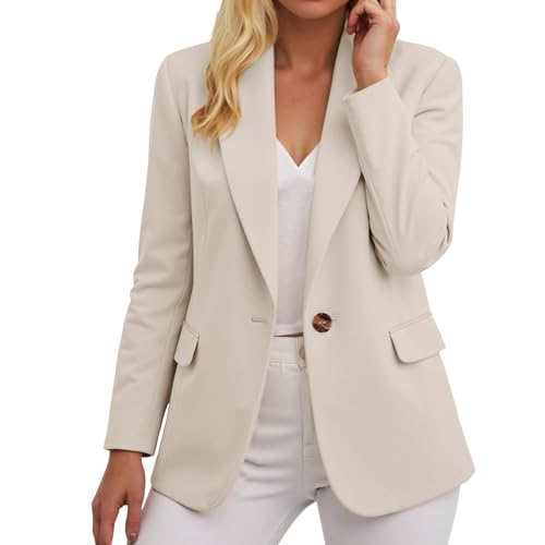 Blazer Casuales Mujer Manga Larga Solapa Ligeros Botones Fina Chaqueta Mujer Entretiempo Trabajo Elegante Blazer Slim Fit Frente Abierto Manga Larga Trabajo Oficina Boda Invitada Blazer Chaqueta