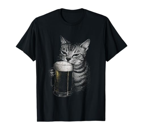 Funny Cat Drinking Beer Buddy Cat Lovers Dank Meme Men Women T-Shirt