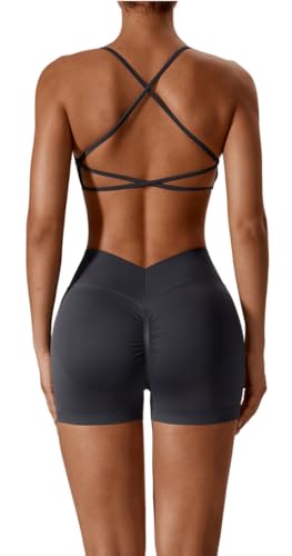 Ensemble d'entraînement 2 pièces femme short de course et soutien-gorge de sport gym yoga col en U