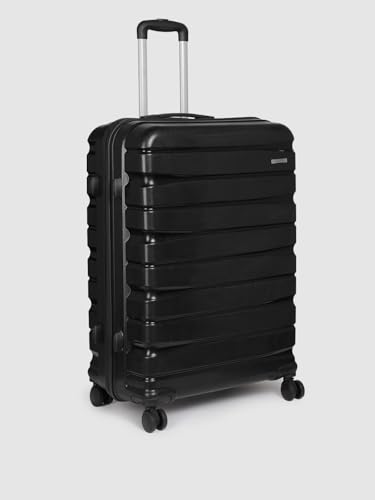 Image of Teakwood 76 CM Unisex Trolley Bag for Travel, Hard Cabin Trolley Large Travel Suitcase Bag, Lock System 360 Degree 8 Rotating Wheels (76 CM, Black)