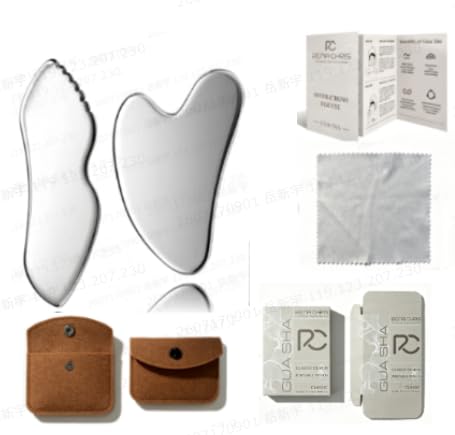 2PCS Rena Chris Gua Sha Facial Tools, Stainless Steel Guasha Tool- Silver