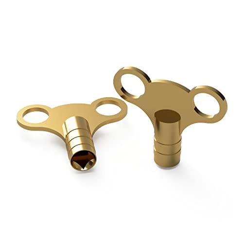 QUERGO Clock Style Brass Radiator Keys - Radiator Bleeding Key - Radiator Valve Key - Venting Air Valve - Radiator Key Bleed Key UK - Pack of 2 - Gold