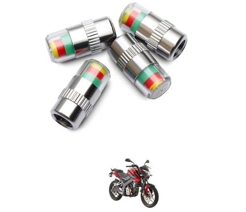 Image of Kozdiko Bike & Scooty Tire Pressure Air Alert Metal Tyre Valve Caps Set of 4 Pcs for Bajaj Pulsar 150 NS