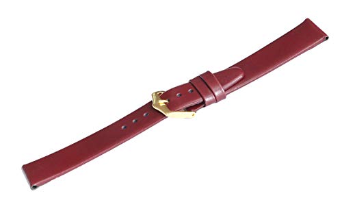 EXOR Burgundy colour leather watch strap with Flat Finish of 18 MM genuine Watch leather Strap/band for women