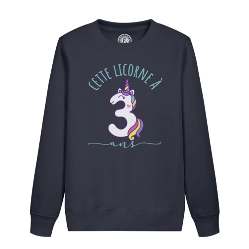 Sweatshirt enfant 3 ans licorne, le cadeau d'anniversaire idéal