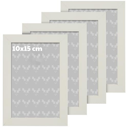 Zemiu 4 x 6 Moldura para fotos em madeira maciça, embalagem de 4 unidades (preto), moldura para imagem de 15,2 x 10,2 cm, com pinças giratórias melhoradas na parte traseira