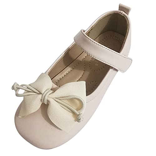 Children Pearl Leather Shoes Fashion Single Shoes with Soft Soles Black Small Leather Shoes Mary Jane Girls Shoes Size 4 (Beige, 9-9.5 Years Big Kids)