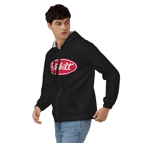 Peterbilt Logo Hoodies Full-Zip Sweater Pullover Casual Hooded Sweatshirts With Pockets For Mens3