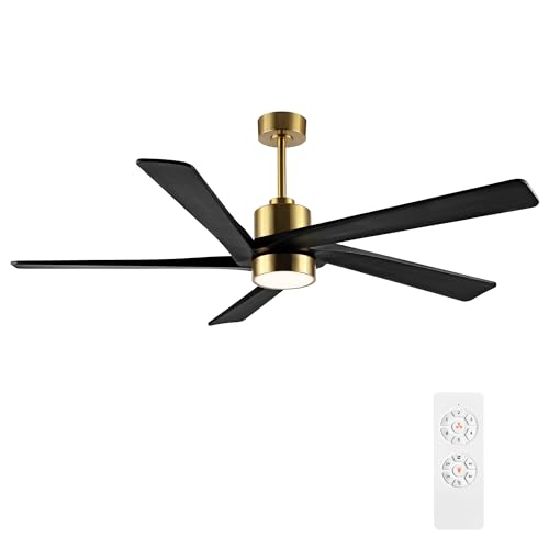 72 DC Ceiling Fan with Lights, 6-Speed Reversible Motor - Brass Finish & Black Blades