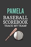  Pamela Baseball Scorebook Track My Team Notebook: Lined Journal, 120 Pages, 6 x 9, Track your Team!: 120 Baseball Scorecard sheets / Log a Full Season ... and Fans, Black Matte Finish (Pamela Base