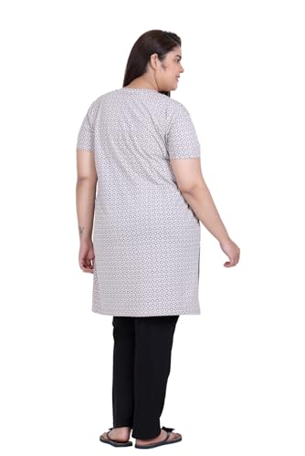 Image of RYSH Women's All-Over Printed Cotton Plus Size Longline T-Shirt with Pockets