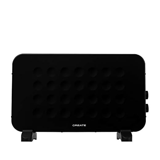 CREATE / WARM HANDY / Convector calefactor eléctrico Negro | Función ventilador y aire caliente, ligero, silencioso y bajo consumo - Temperatura: 5-35º - Potencia 2000W