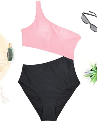 Image of Women's One Piece Swimsuit- One Shoulder Bathing Suit Cutout Tummy Control Swimwear