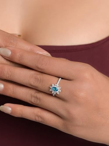 Image of Clara 925 Sterling Silver Blue Zirconia Adjustable Ring for Women | Platinum-Plated | Gift for Girl Wife Girlfriend for Anniversary & Birthday | Minimal Daily Wear