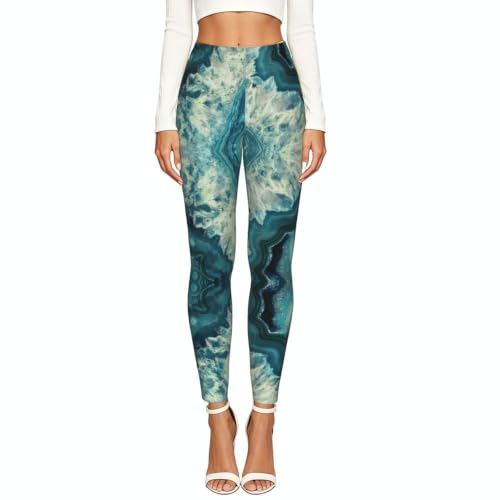Leggings de compresión suaves para mujer con estampado azul de entrenamiento 2