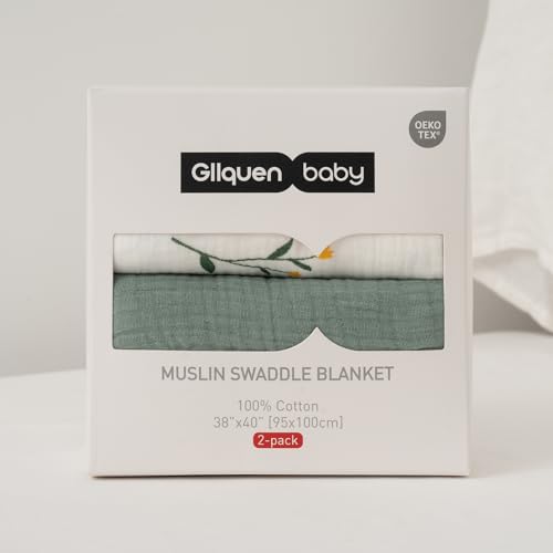 GLLQUEN BABY Baby Blankets for Newborn Soft 2 Pack, Muslin Cotton Baby Boy or Girl Blanket 95x100cm - Image 2