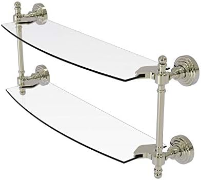 Allied Brass RW-34/18 Retro Wave Collection 18 Inch Two Tiered Glass Shelf, Polished Nickel