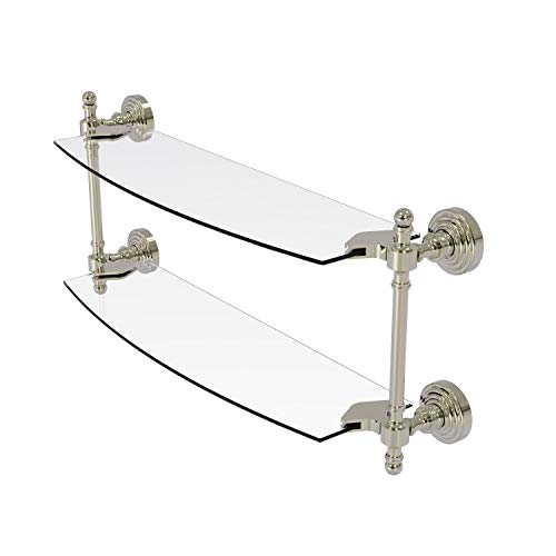 Allied Brass Rw-34/18 Retro Wave Collection 18 Inch Two Tiered Glass Shelf, Polished Nickel #TOP1