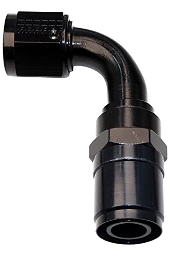 Image of Fragola Fitting, Hose End, Crimp-On, 90 Degree, 10 an Hose Crimp to 10 an Female, Aluminum, Black Anodize, Each