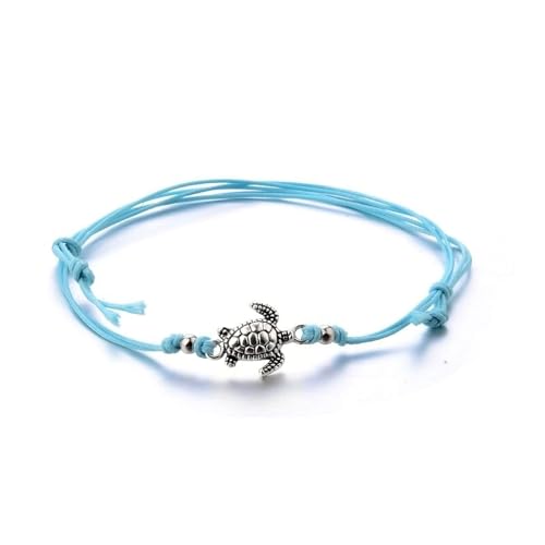 aninu Armband mit Schildkröte & GPS Live Tracking + App – Turtles Fußkettchen für Damen, Partner Armbänder für Frauen, Mädchen & Kinder, Surfer Freundschaftsarmbänder, Boho Schmuck, Couple (Blue)