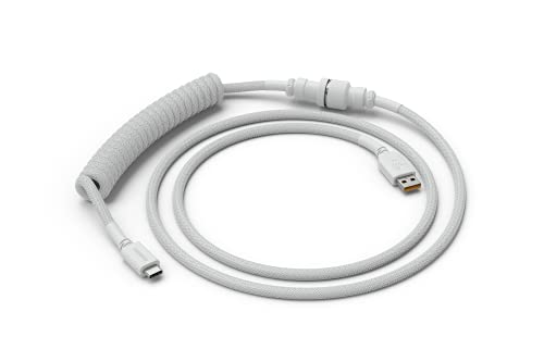 Image of Glorious Coiled Keyboard Cable - USB C Artisan Braided Cables for Mechanical Gaming - Custom (White)