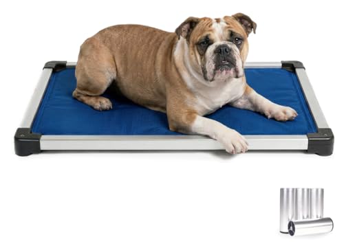 K9 Ballistics Chew Proof Armored Crate Bed 35 x 22 for Medium Dogs - Virtually Indestructible Pad, Preassembled, Withstands Aggressive Chewers - Fits 36” Wire Crates, Blue Quartz