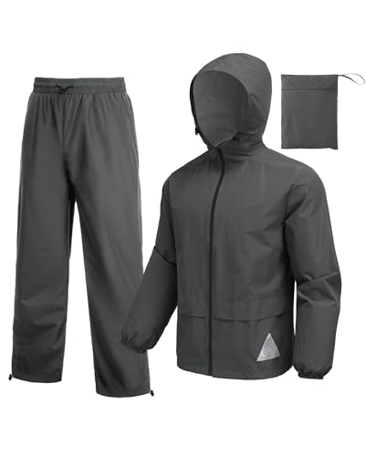 COOFANDY Rain Jacket Pants Suits for Men Women Waterproof Lightweight Rain Gear Coat Workwear