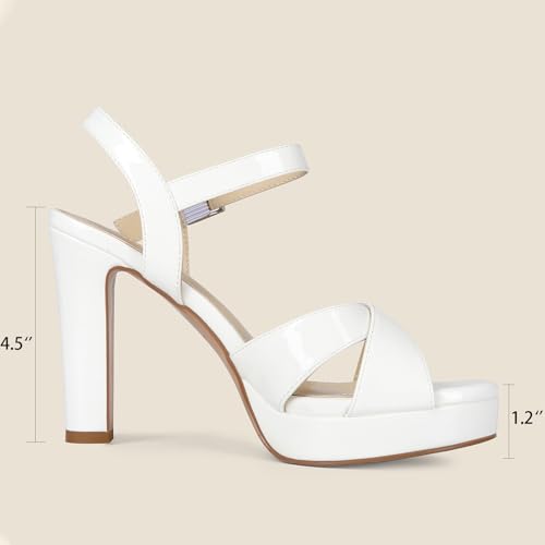 Image of Platform High Heels for Women Strappy Chunky Heels Sandals for Women Open Toe Block Heeled Sandals with Ankle Strap Summer Dress Shoes