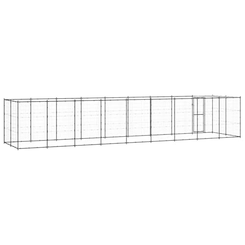 Vopese Hundehütte Spiel Paradies Pulverbeschichteter Stahl PE Schwarz Silber 990x220x180cm Model3082296